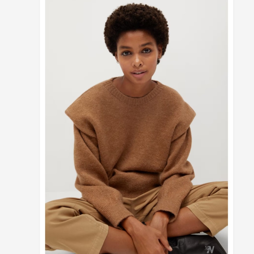 NEW Mango Knitted Sweater with Should Pads in Brown, Size S - Picture 4 of 11